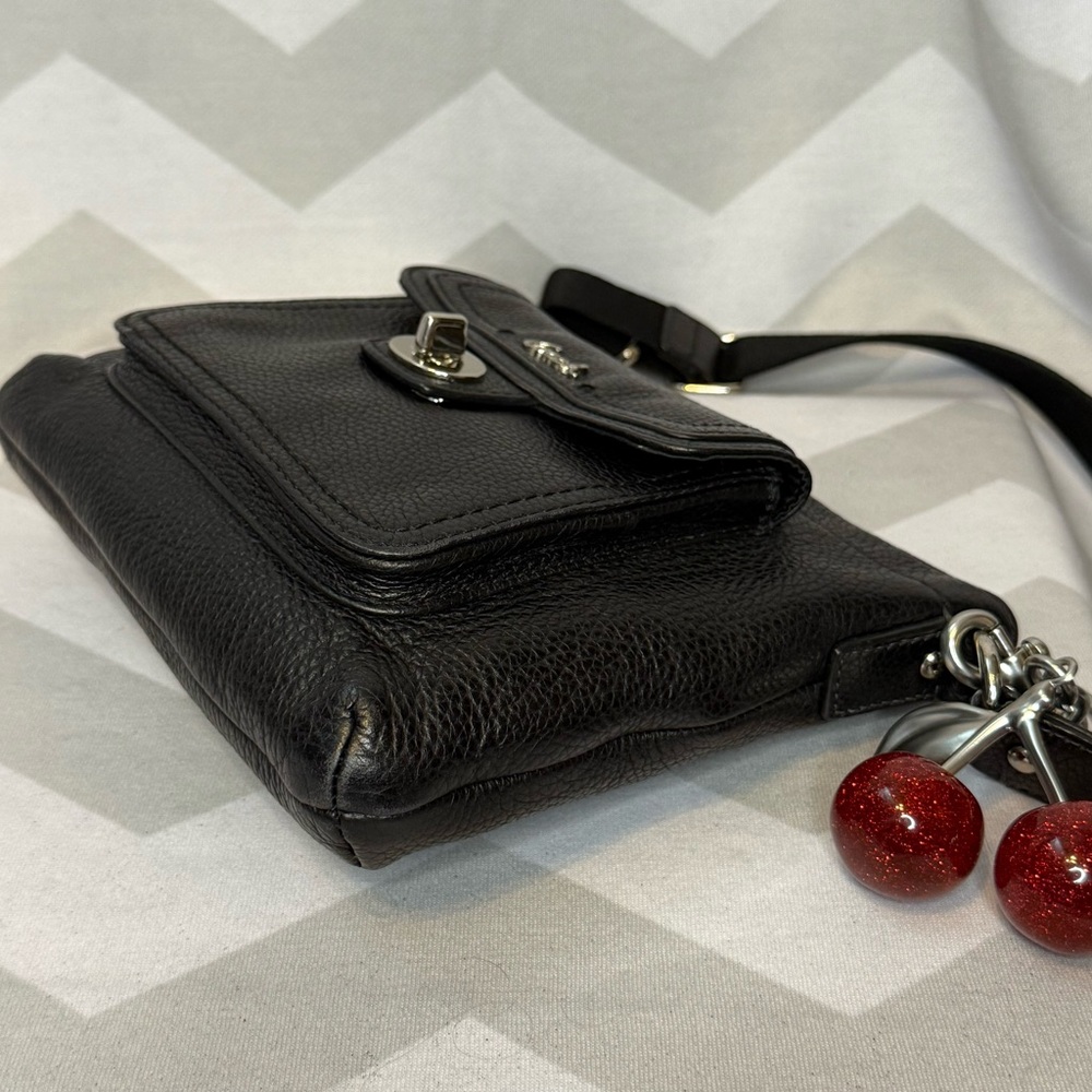 Coach Black Pebbled Leather Crossbody With Turn-lock Pocket & Silver Hardware - Picture 9 of 14